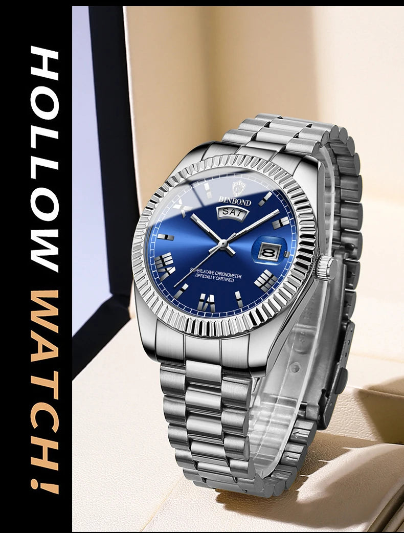 BINBOND Men's Waterproof Quartz Watch with Luminous Features - Smarsty
