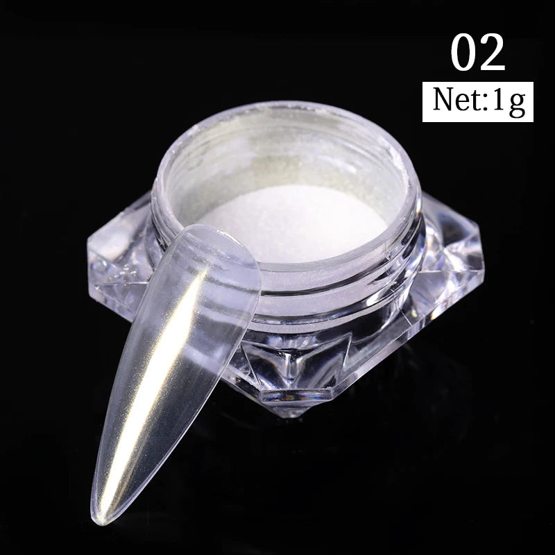 Aurora Pearl White Nail Glitter Powder for Stunning Designs - Smarsty