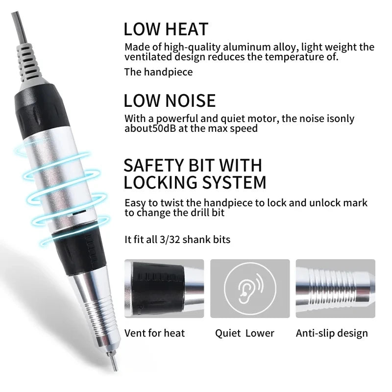 Professional Electric Nail Drill 35000RPM Portable Manicure Machine - Smarsty