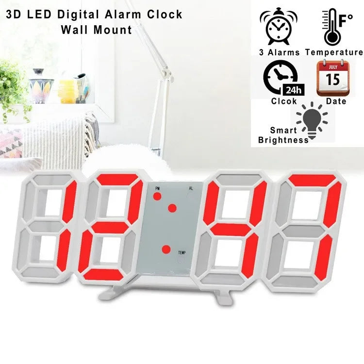 Digital Wall Clock with Alarm for Modern Home Decor - Smarsty