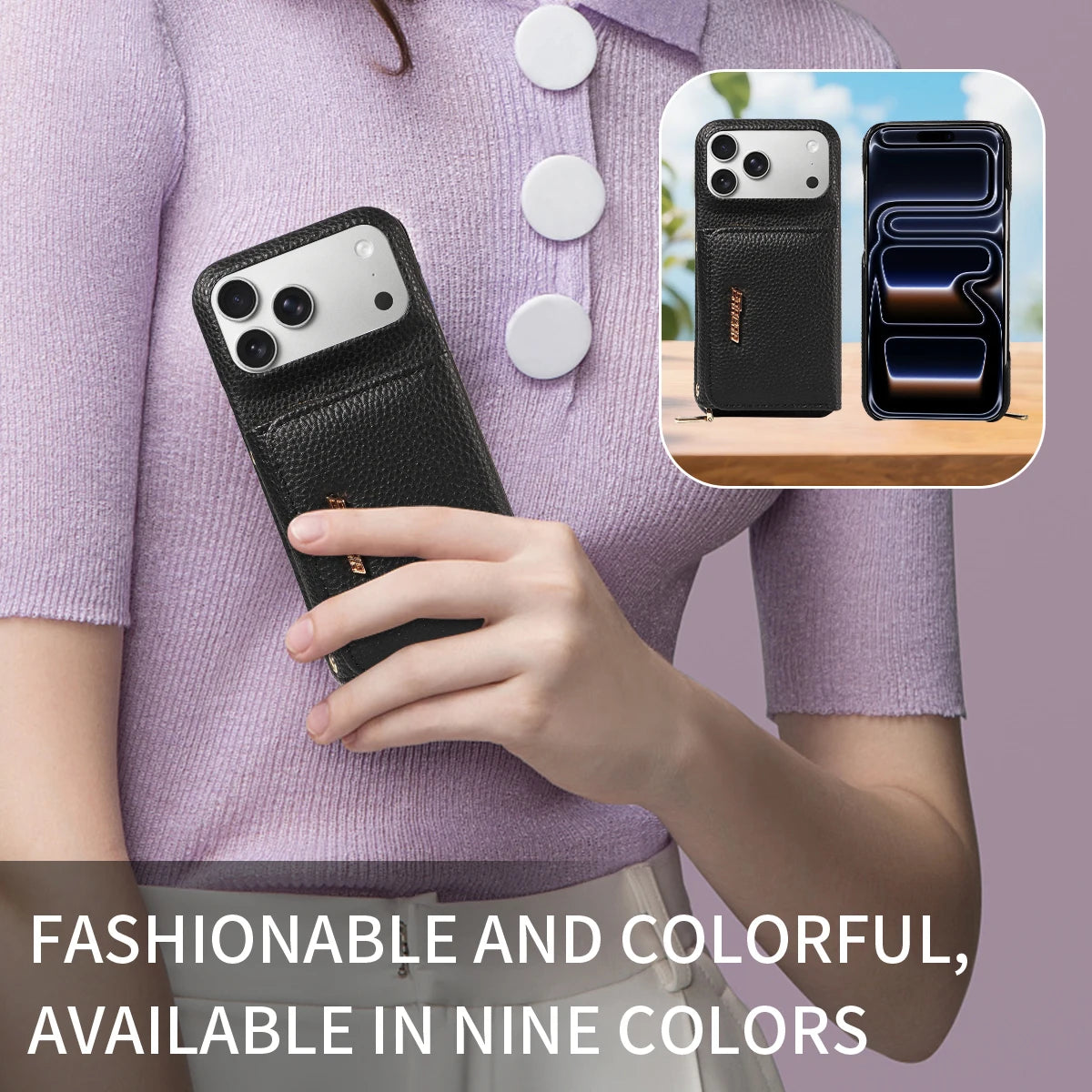 Crossbody PU Leather Phone Case for IPhone17 16 15 14 13 12 11pro Max Plus Mini Air 16e with Stand & Card Slots Wallet Cover