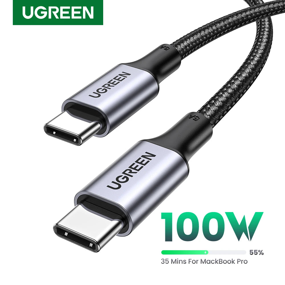 UGREEN 100W USB Type C To USB C Cable For iPhone 17 16 MacBook iPad Samsung Poco PD Fast Charging Charger Cord 5A E-Marker Chip