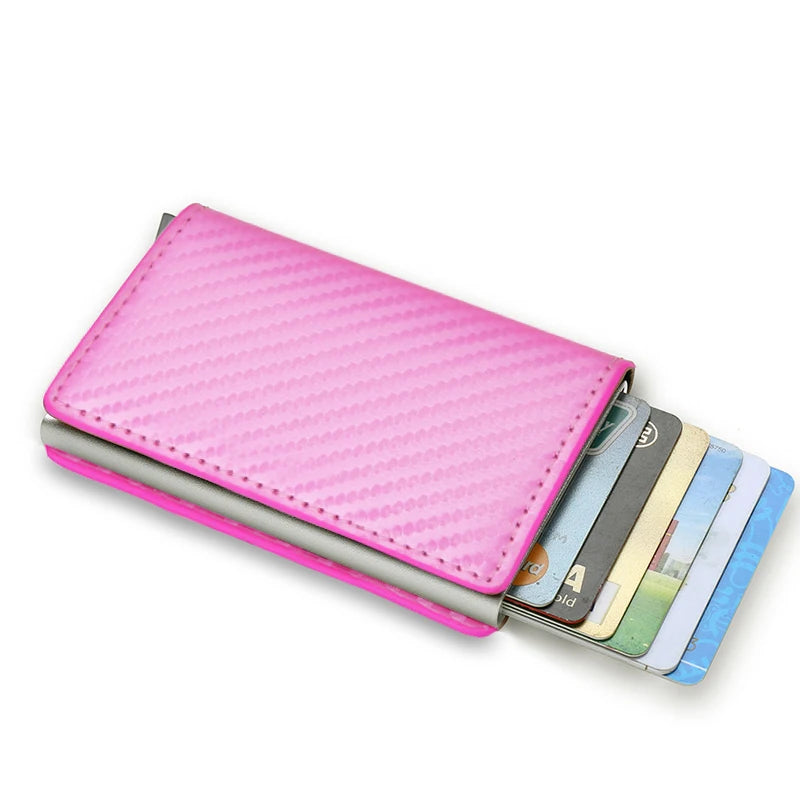 Anti Rfid Carbon Fiber ID Credit Card Holder Men Wallets Mini Automatic Pop up Bank Cardholder Case Minimalist Vallet Choice