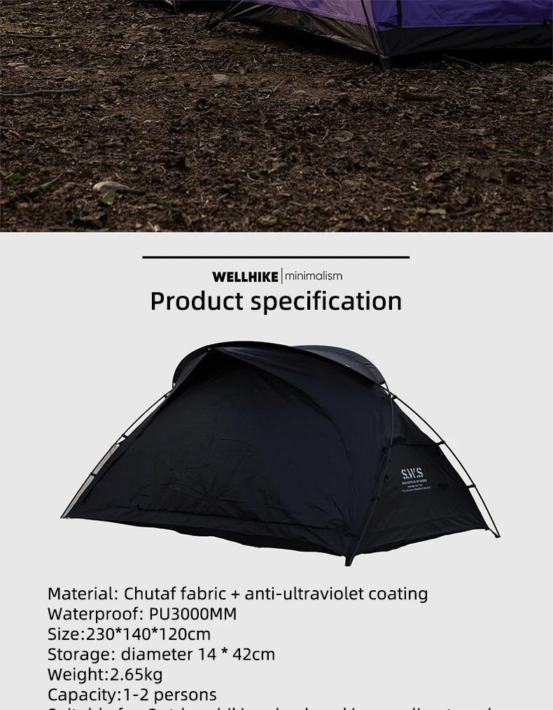 WELLHIKE Outdoor Portable Tent Single and Double Field Park Camping Equipment Rain and Sun Thickened Three Sseason Tent