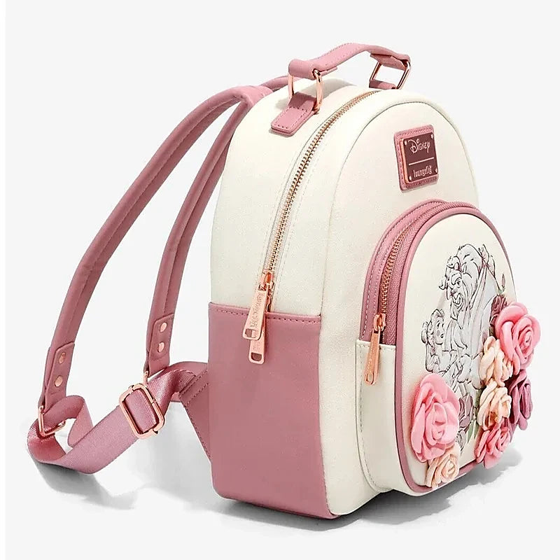 Stylish Pink PU Leather Minnie Mouse Shoulder Backpack - Smarsty