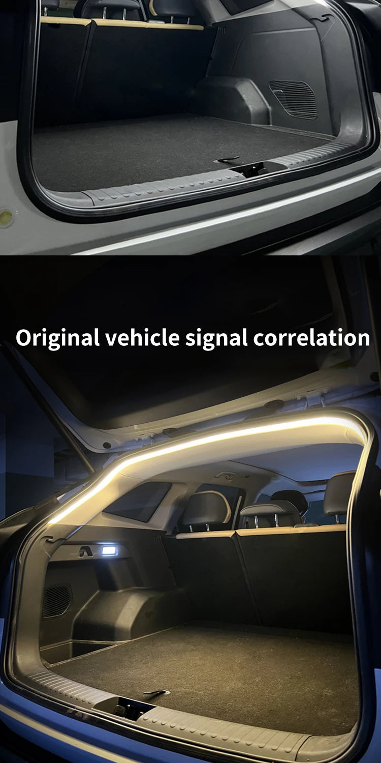 Car high brightness trunk lighting ambient light interior decoration LED wiring free automatic sensing tailgate light strip - Smarsty
