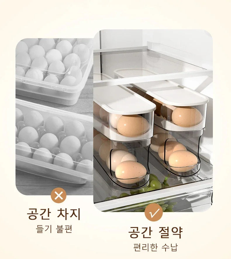 Slide Type Egg Carton Double Automatic Egg Roller Refrigerator Side Door Egg Storage Kitchen Countertop Egg Holder by Smarsty