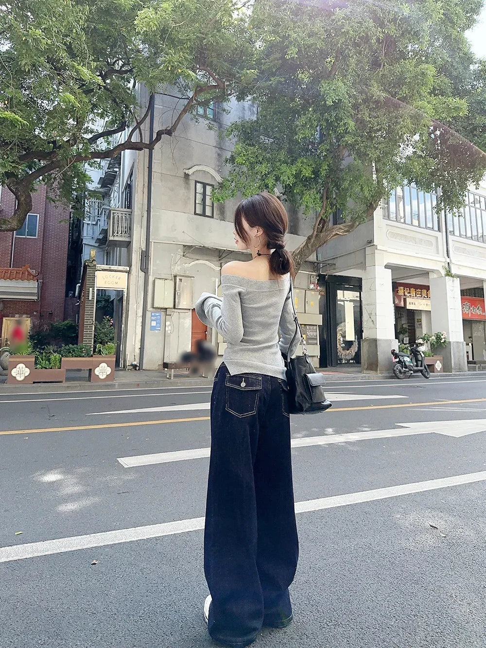 Sexy Pullovers Women Off Shoulder Cropped Knitted Basic Clothes Autumn All-match Side Slit Simple Tender Slim Gentle Seductive - Smarsty