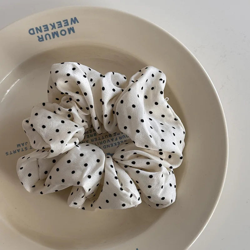 Elegant French Dot Scrunchies Soft Elastic Hair Ties - Smarsty