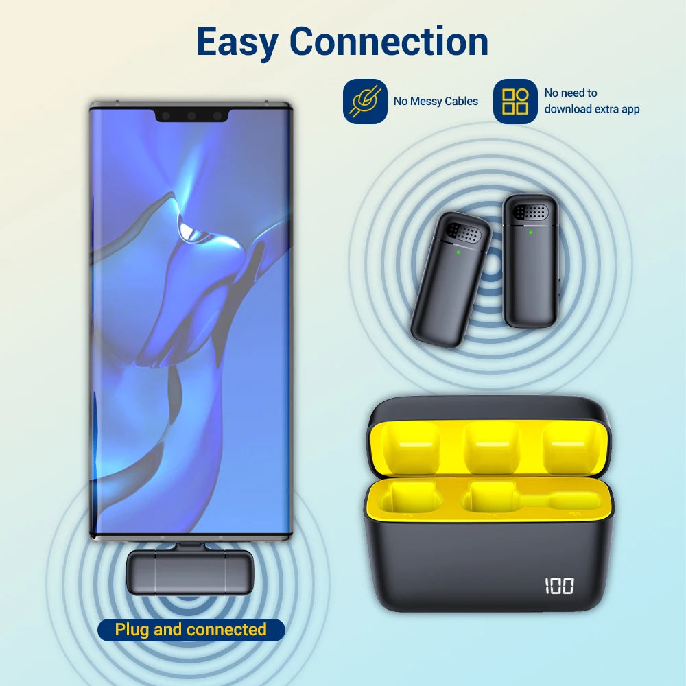 Wireless Lavalier Microphone with Charging Case for Clear Interviews - Smarsty