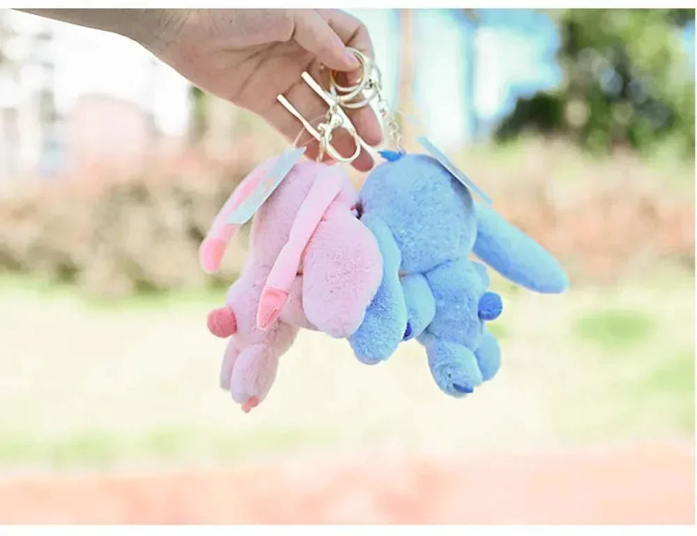 Cartoon Stitch Plush Keychain Soft Toy Cute Stuffed Animal Pendant Gift for Girls Angel Doll Bag Charm Kids Birthday Present