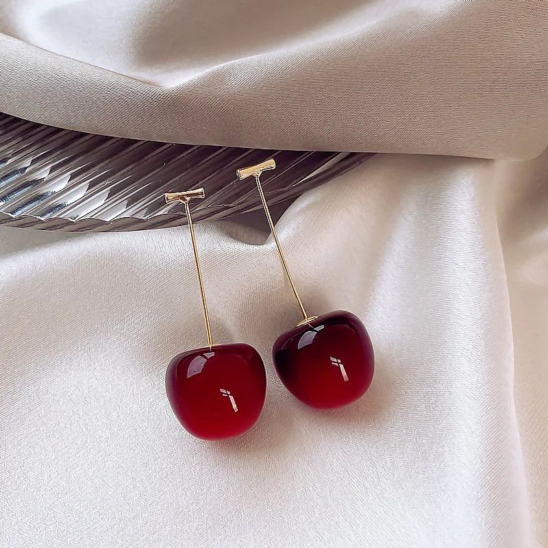 Delicate Sweet Red Cherry Drop Earrings for Women Fashion - Smarsty
