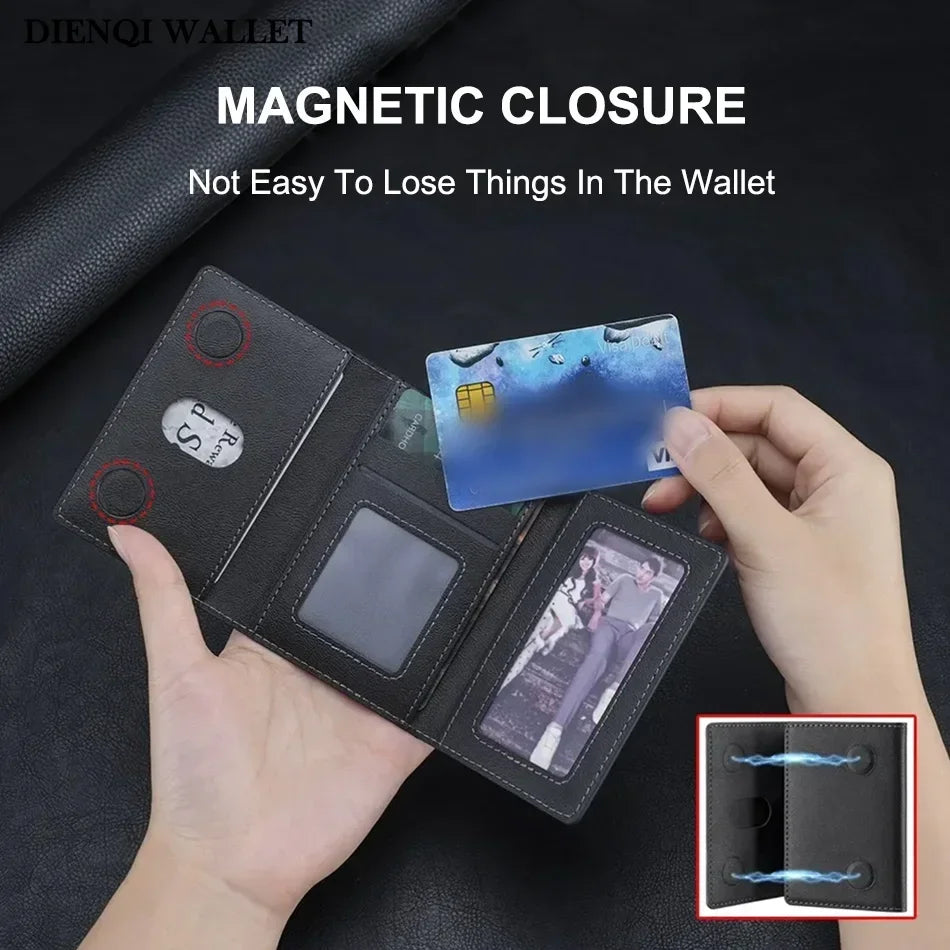 Magsafe Card Holder PU Leather Trifold Magnetic Cardholder Card Bag Wallet for Apple for IPhone 16 15 14 13 12 Pro Max Mini