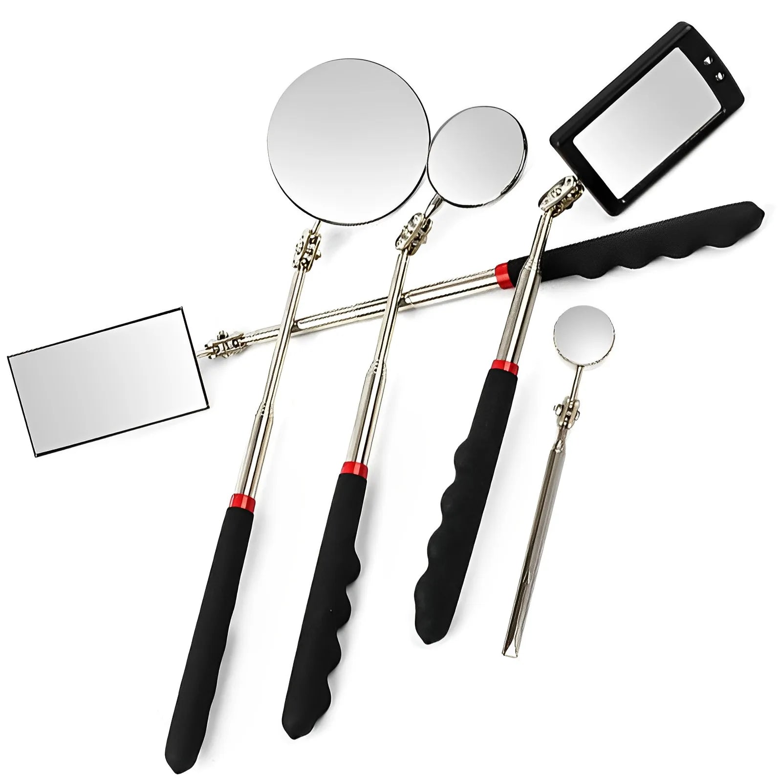 360° Inspection Mirror LED Light Telescoping Mirrors Extend Mechanic Tools Inspection Mirror Telescopic Handle Repairing Tools - Smarsty