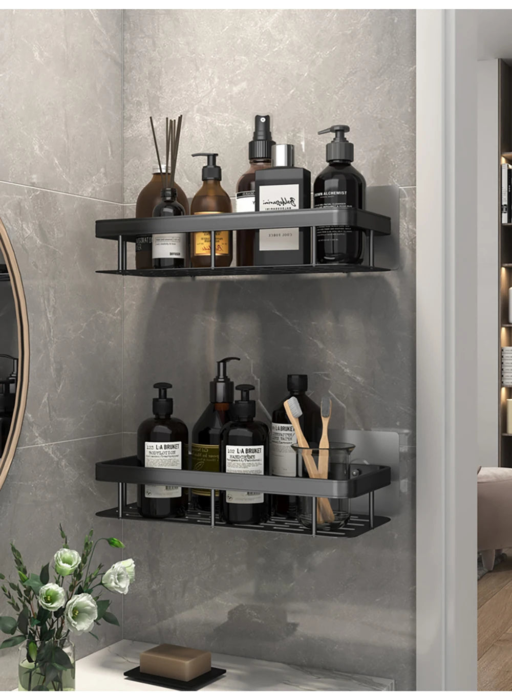 Wall Mounted Bathroom Shelf for Towel and Shampoo Storage - Smarsty