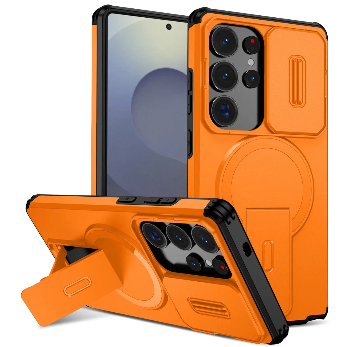 Lens Protect Camera Phone Case for Samsung S25 FE S24 S23 Ultra S22 Plus A17 A36 A56 A16 A15 A35 A55 Magnetic Kickstand Cover