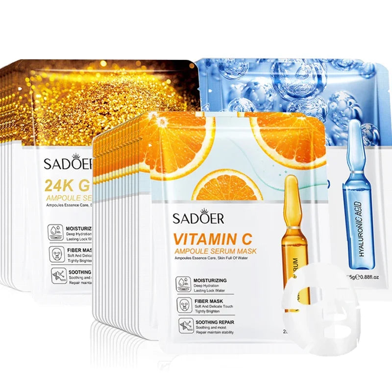 24K Gold Hyaluronic Acid Face Masks for Firming and Moisturizing - Smarsty
