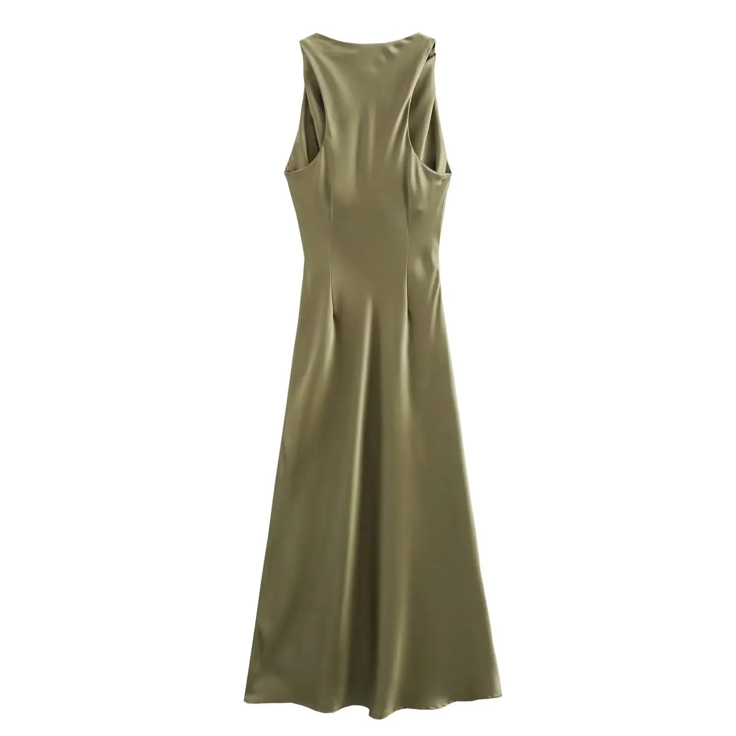 TRAF Satin Long Dresses for Women 2024 Summer Slip Midi Dress Woman Sexy Evening Party Dress Sleeveless Female Elegant Dresses - Smarsty