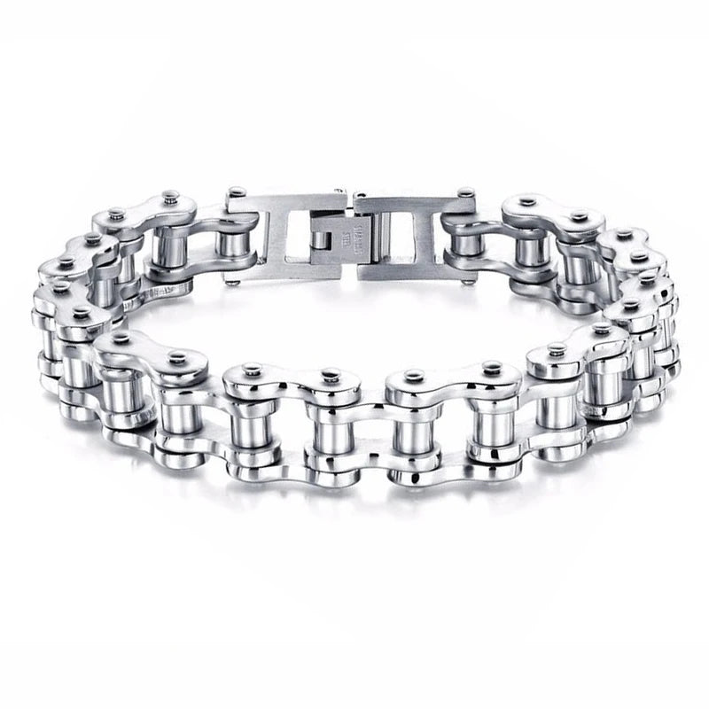 Stainless Steel Biker Chain Bracelet with Toggle Clasp - Smarsty