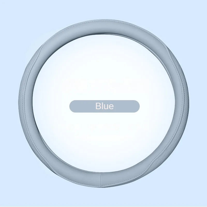 Napa Leather Perforated Patchwork Car Steering Wheel Cover, Non-slip, Breathable, Universal 15 Inch (Approx. 38cm)