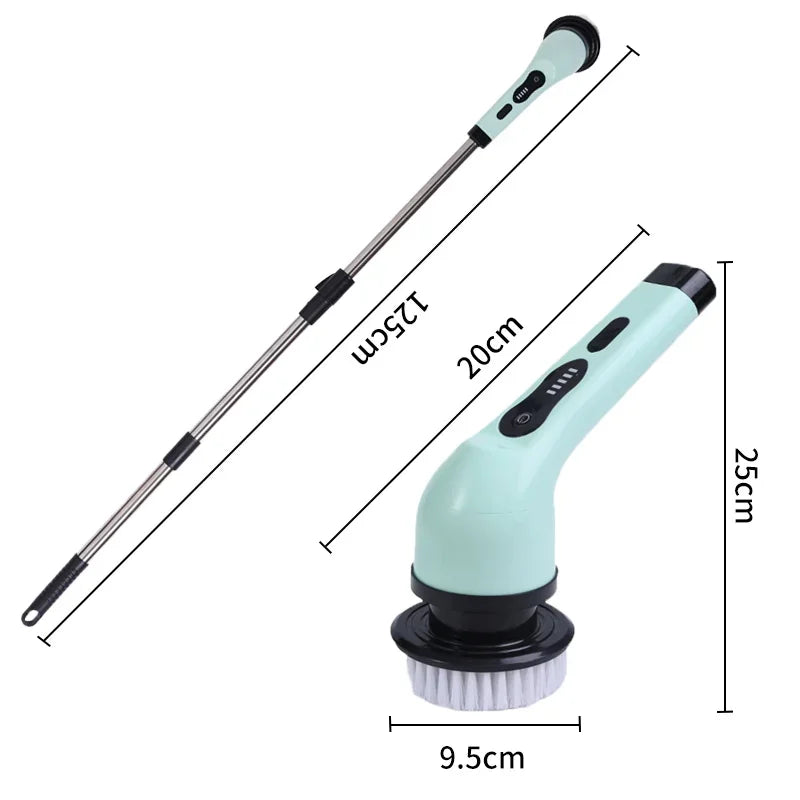 9 in 1 Electric Spin Scrubber Cordless Cleaning Brush Shower Scrubber Adjustable Extension Handle Waterproof For Tub Tile Floor - Smarsty