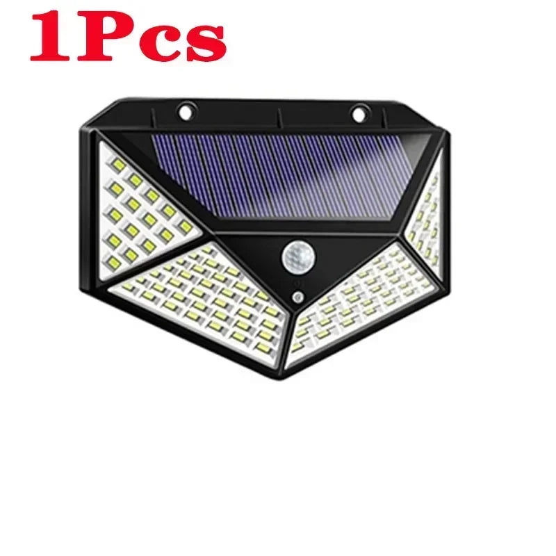 100 LED Solar Wall Lights with Motion Sensor for Outdoor Security - Smarsty