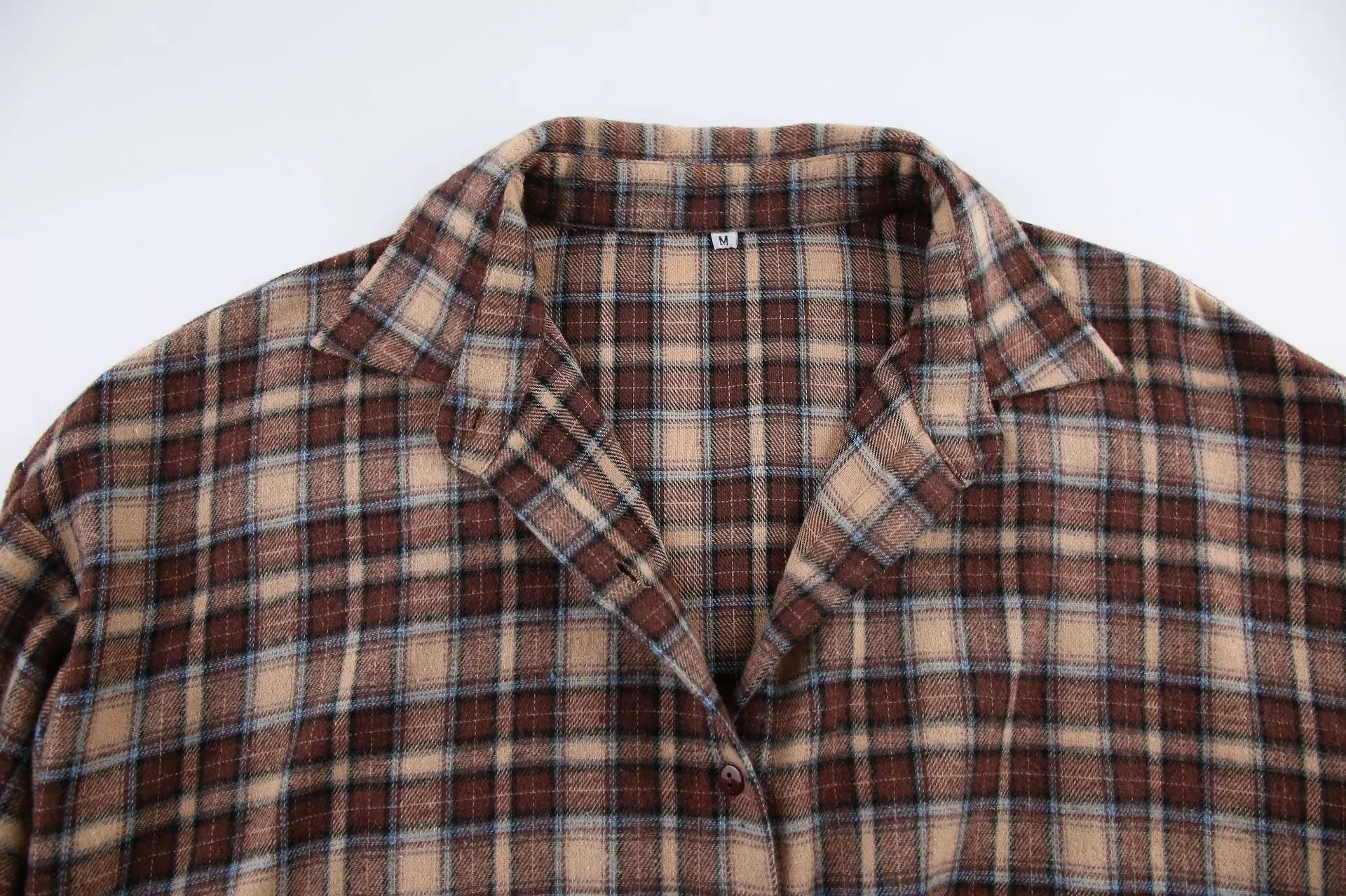Spring Autumn Vintage Plaid Checkered Shirt Women's Long Sleeve Blouse Loose Single Breasted Casual Shirt - Smarsty