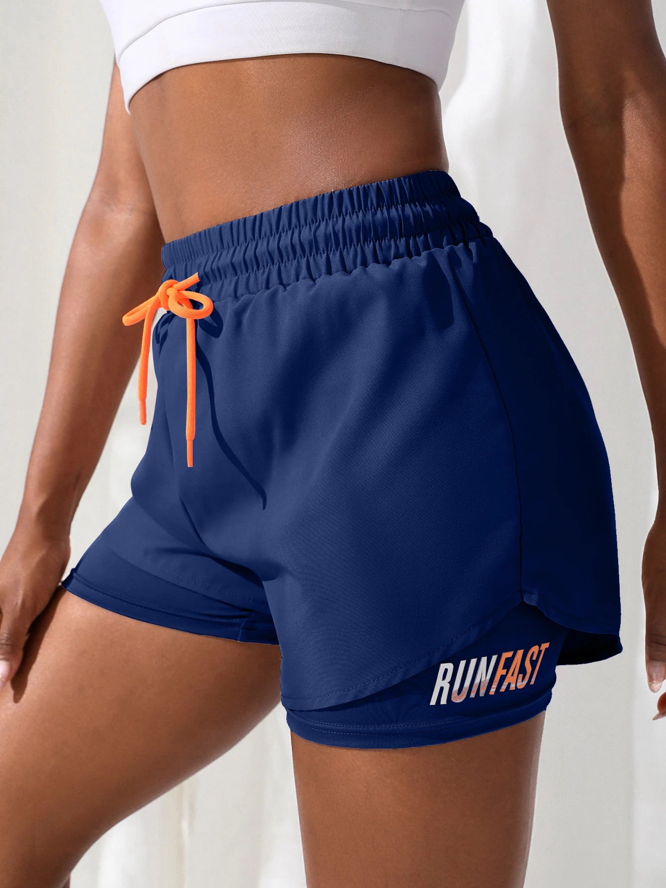 Women's High Rise Yoga Shorts With Elastic Proximity Control Running Shorts, Fake Two Pieces Pants - Smarsty