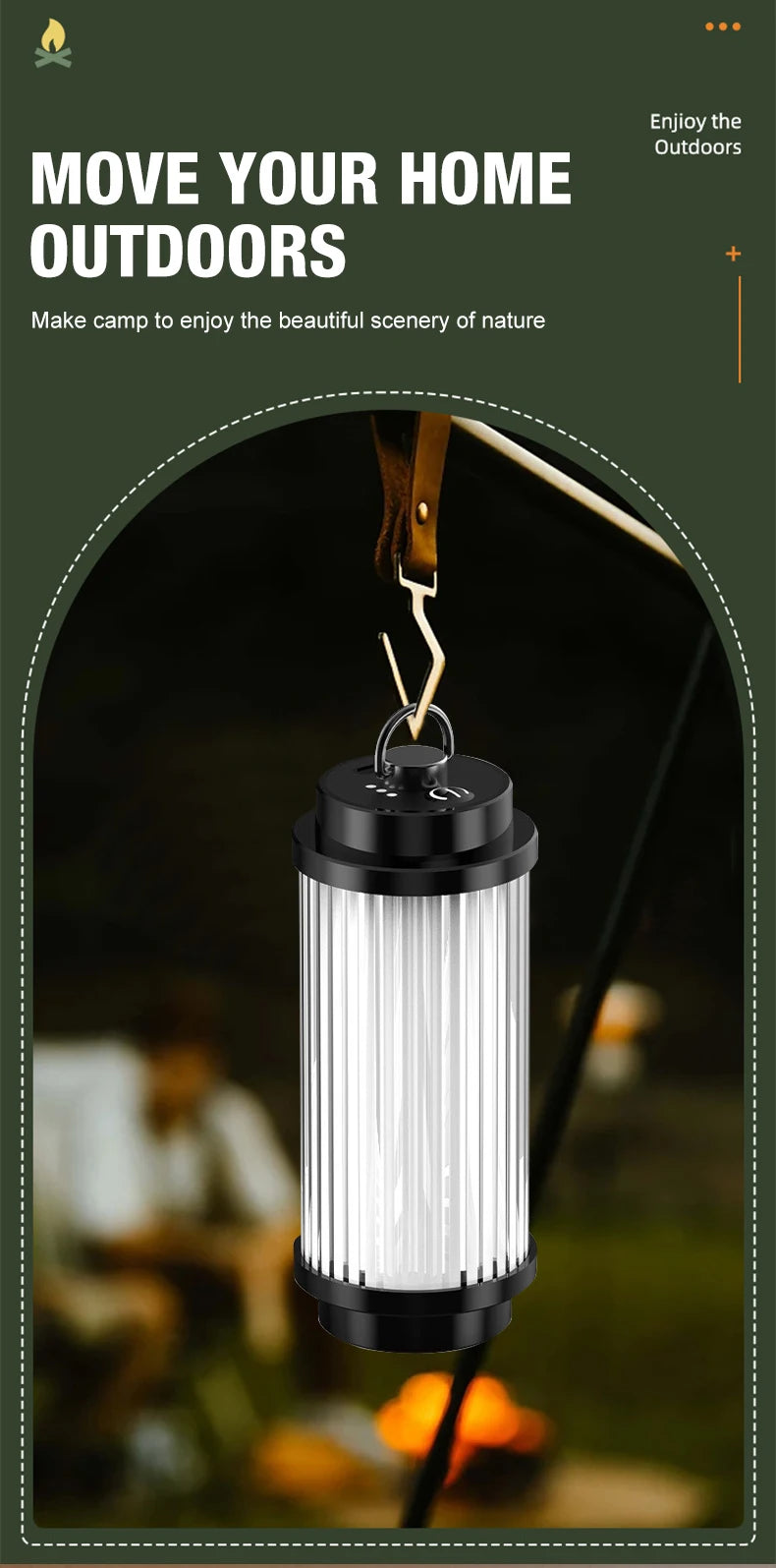 Outdoor camping tools camping lights 5 kinds of lights adjustable ceiling can be connected with the bracket TYPE-C charging. by Smarsty