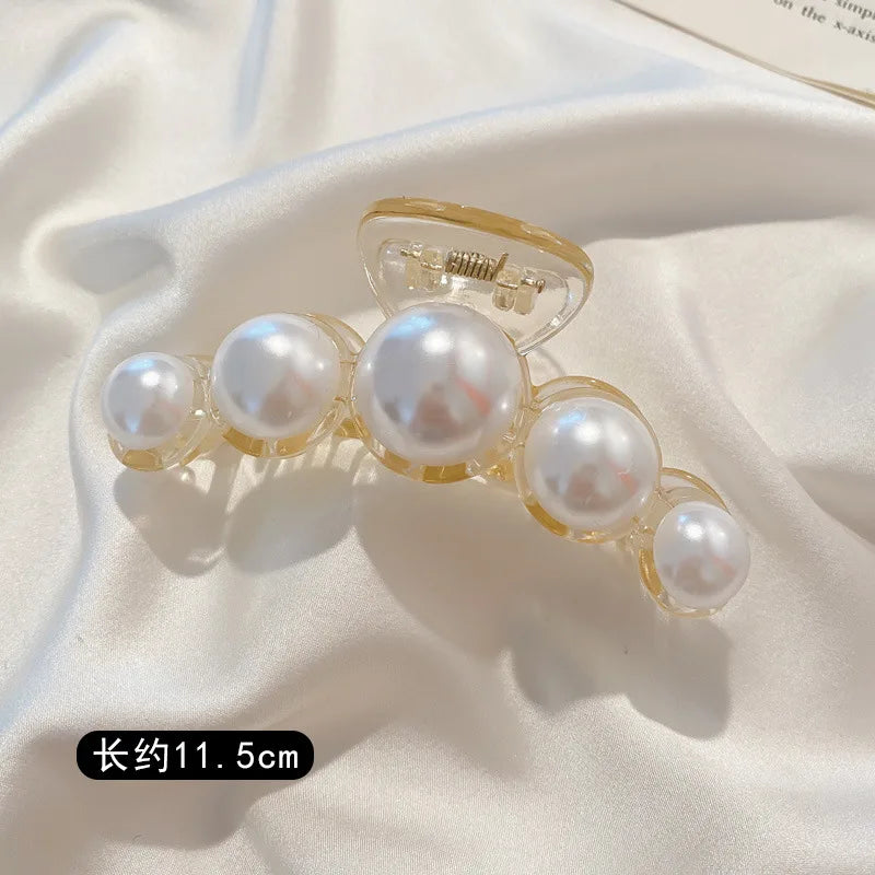 Large Pearl Hair Claw Clip Acrylic Fashion Barrette Stylish - Smarsty