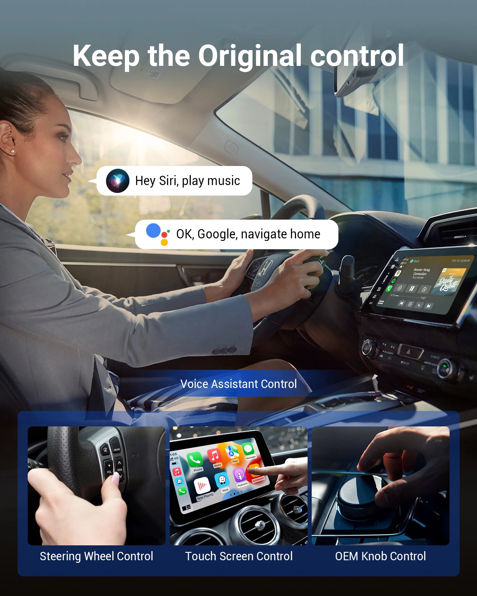 Wireless CarPlay Android Auto Adapter with Built in Apps - Smarsty