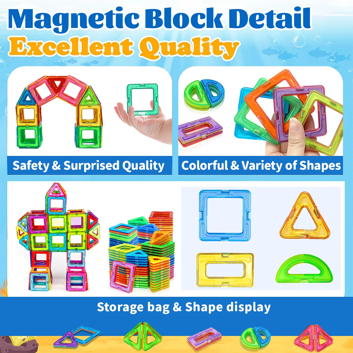 Magnetic Building Blocks DIY Magnets Toys medium size STEM Toys Construction Toys Learning Educational Magnet Toys - Smarsty