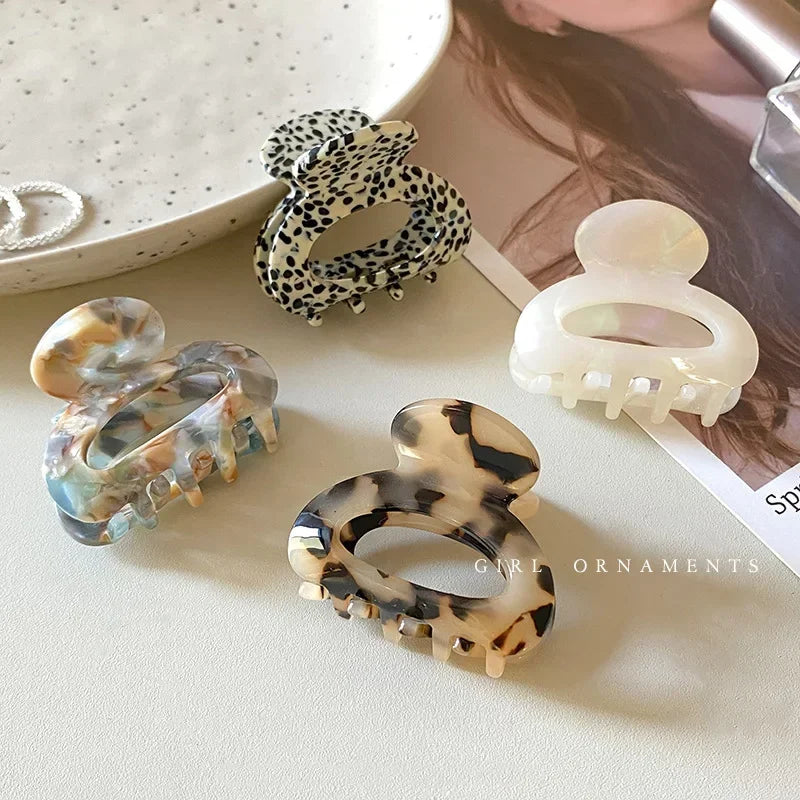 Small Acetate Hair Claw Clips Elegant Colorful Hollow - Smarsty
