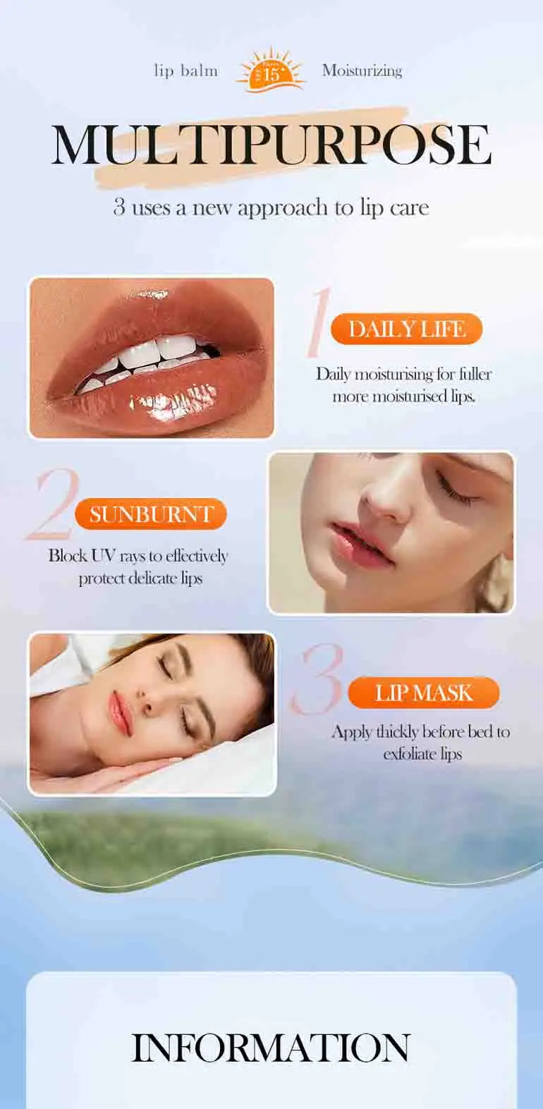 SADOER SPF 15 Lip Sunscreen Balm for Hydrated Lips - Smarsty