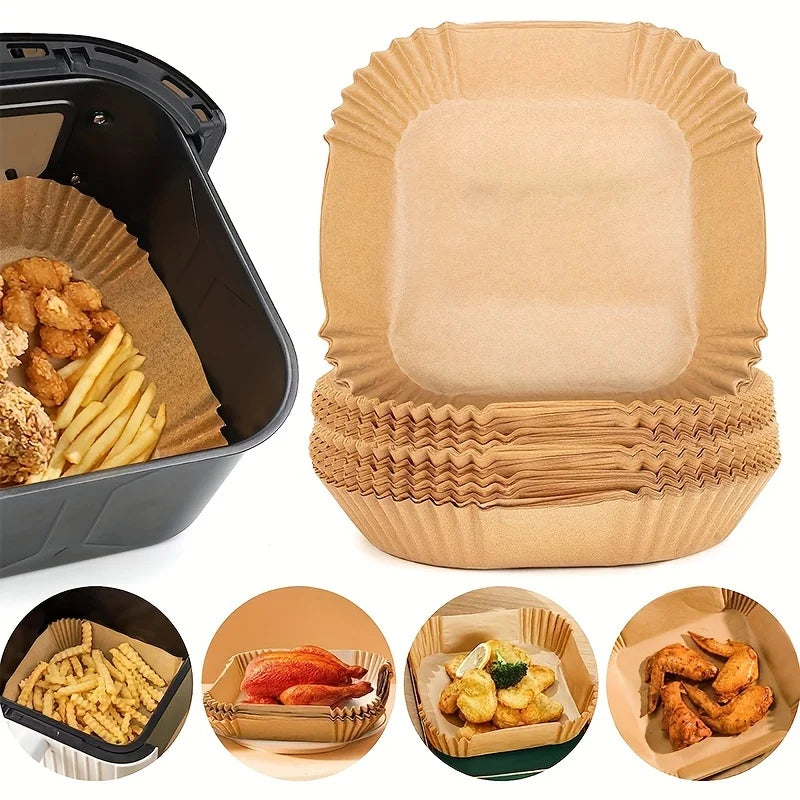 Air Fryer Paper Liners Disposable Oil-Proof Waterproof Baking Paper Round Square And Rectangle Parchment Kitchen Party Supplies - Smarsty