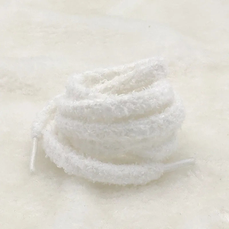 0.8cm width 1 Pair Cute Plush Sneakers Shoelaces Men Women High-top Casual Canvas White Flat Shoes Laces Strings Accessories - Smarsty