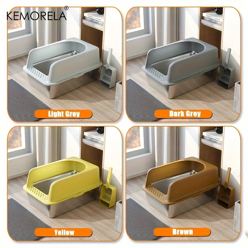 Stainless Steel Litter Box With Lid For Cats - Smarsty