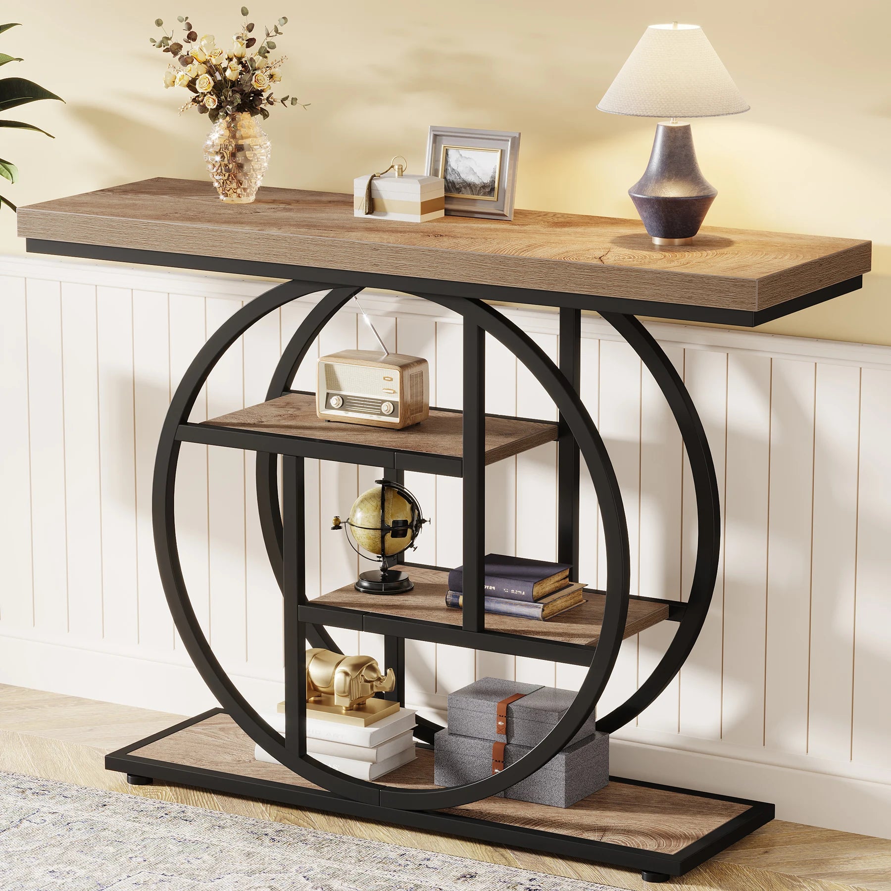Console Table, 4-Tier Entryway Table, 41.3-Inch Industrial Sofa Table for Living Room, Foyer Hallway Table for Entrance
