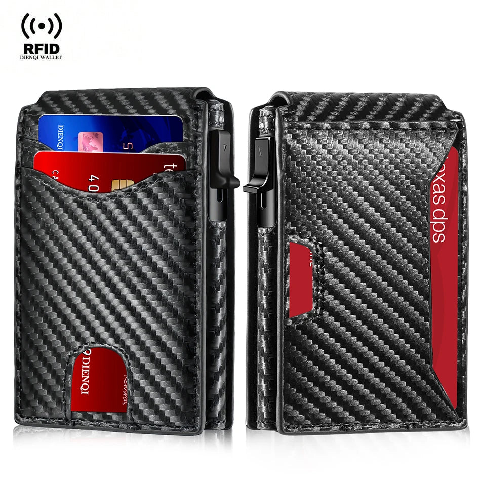 Carbon Fiber Rfid Credit Card Holder Men Wallets Anti Theft Slim Thin Wallet Luxury Cardholder Minimalist Wallet Purse Walet Bag - Smarsty