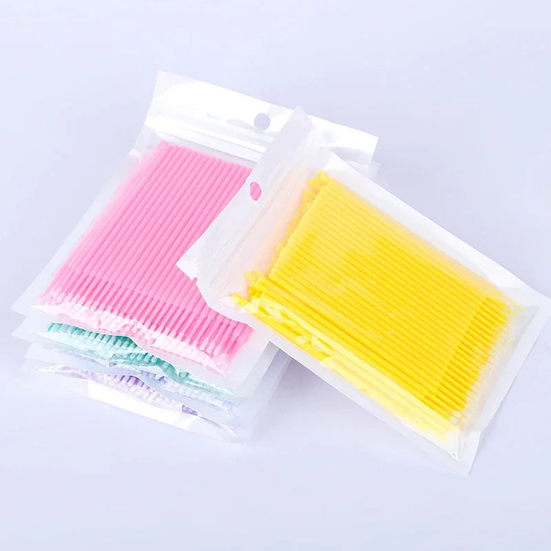 100Pcs Micro Cotton Swabs for Eyelash Cleaning - Smarsty