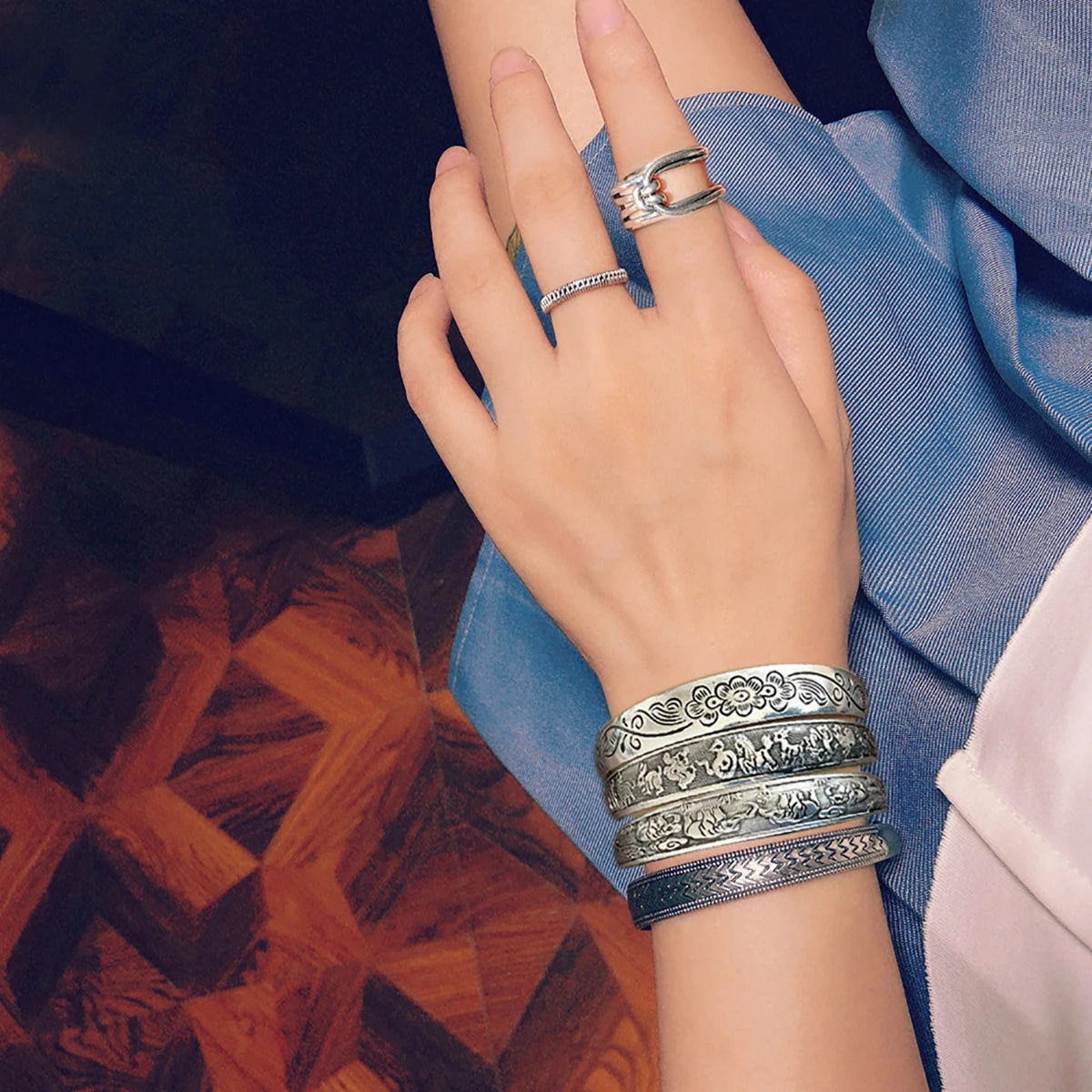 Vintage Tibetan Silver Cuff Bracelet for Unique Style - Smarsty