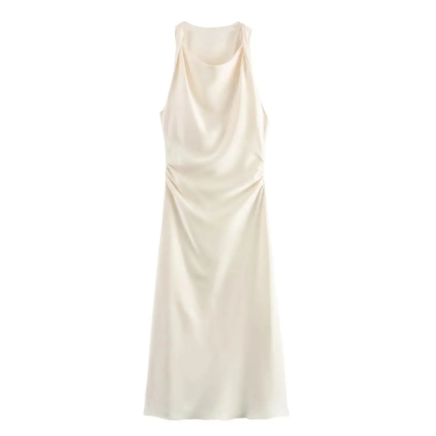 TRAF Satin Long Dresses for Women 2024 Summer Slip Midi Dress Woman Sexy Evening Party Dress Sleeveless Female Elegant Dresses - Smarsty