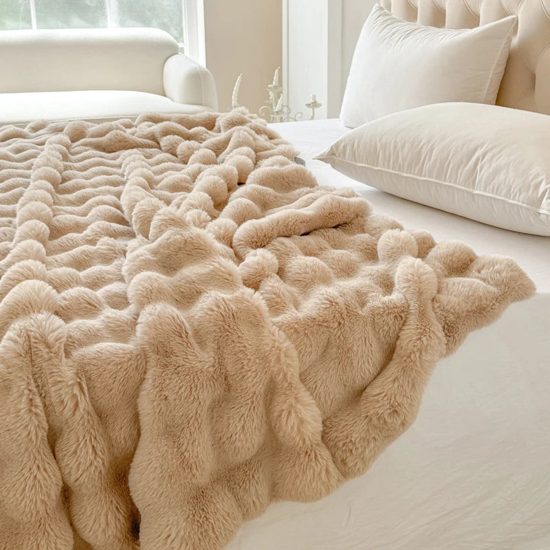 Double-Layer Rabbit Fur Blanket for Comfortable Summer Use - Smarsty