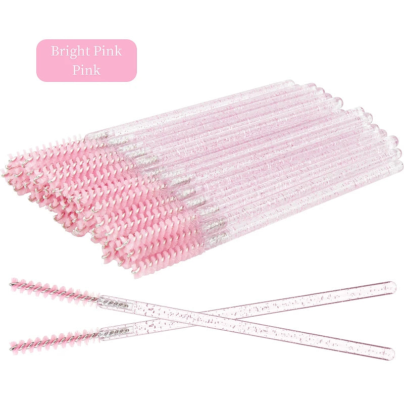 50 Pcs Disposable Eyelash Brushes with Diamond Handles - Smarsty