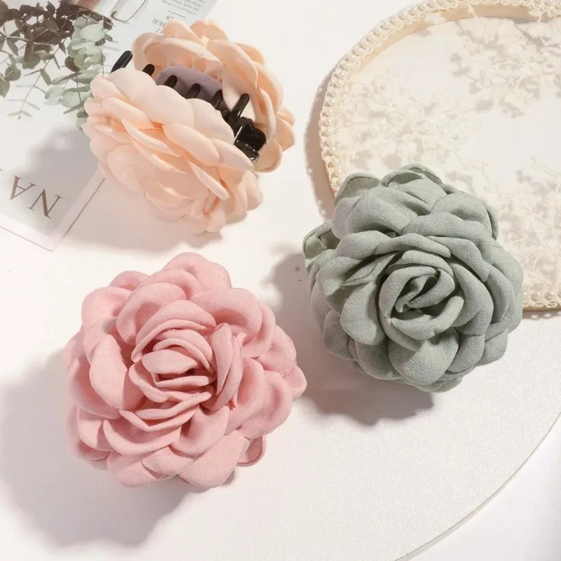 16 Color Rose Flower Hair Claw Clips Medium Secure Grip - Smarsty