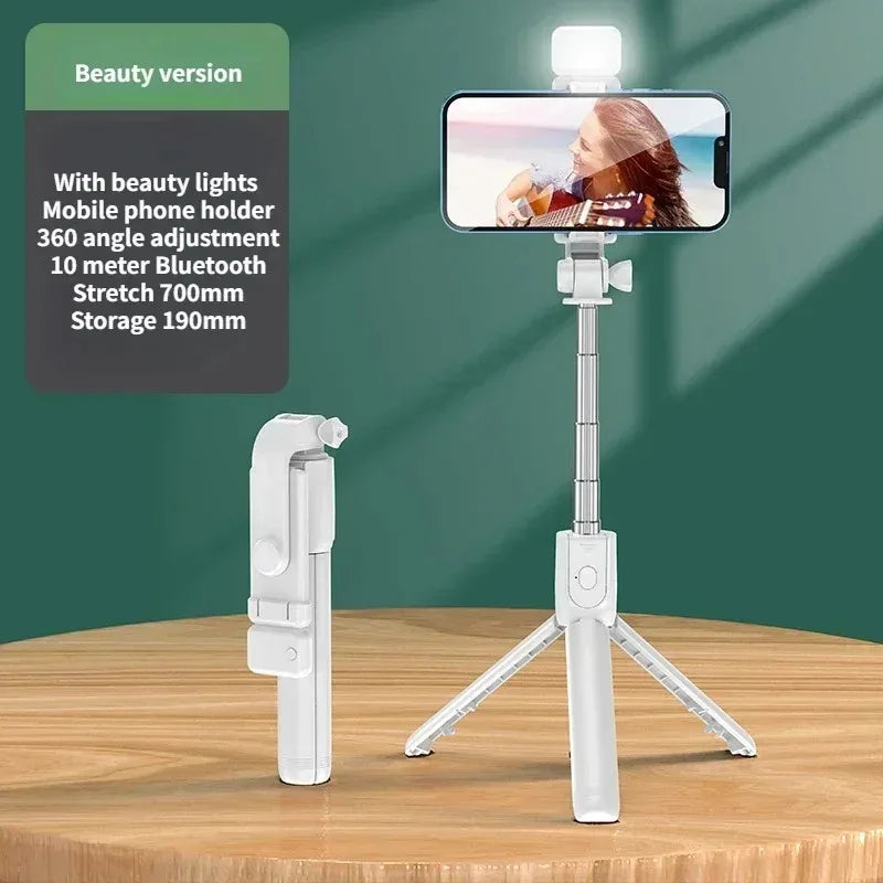 Selfie Stick Wireless Tripod Stand with Light Bluetooth Remote Extendable Tripod for iPhone Mobile Phone Tiktok Live Streaming - Smarsty