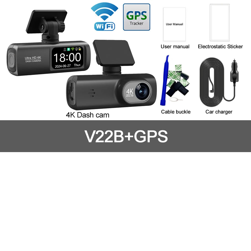 4K Dash Cam With WiFi Dual Lens GPS Parking Monitoring - Smarsty