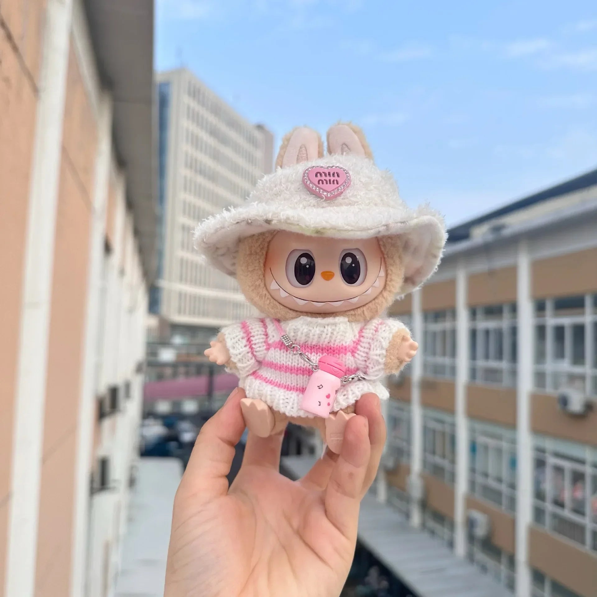 6.69inch labubu Doll Clothes for buLabu with 3 Outfits - Hat & Sweaters & Pendant(No doll)
