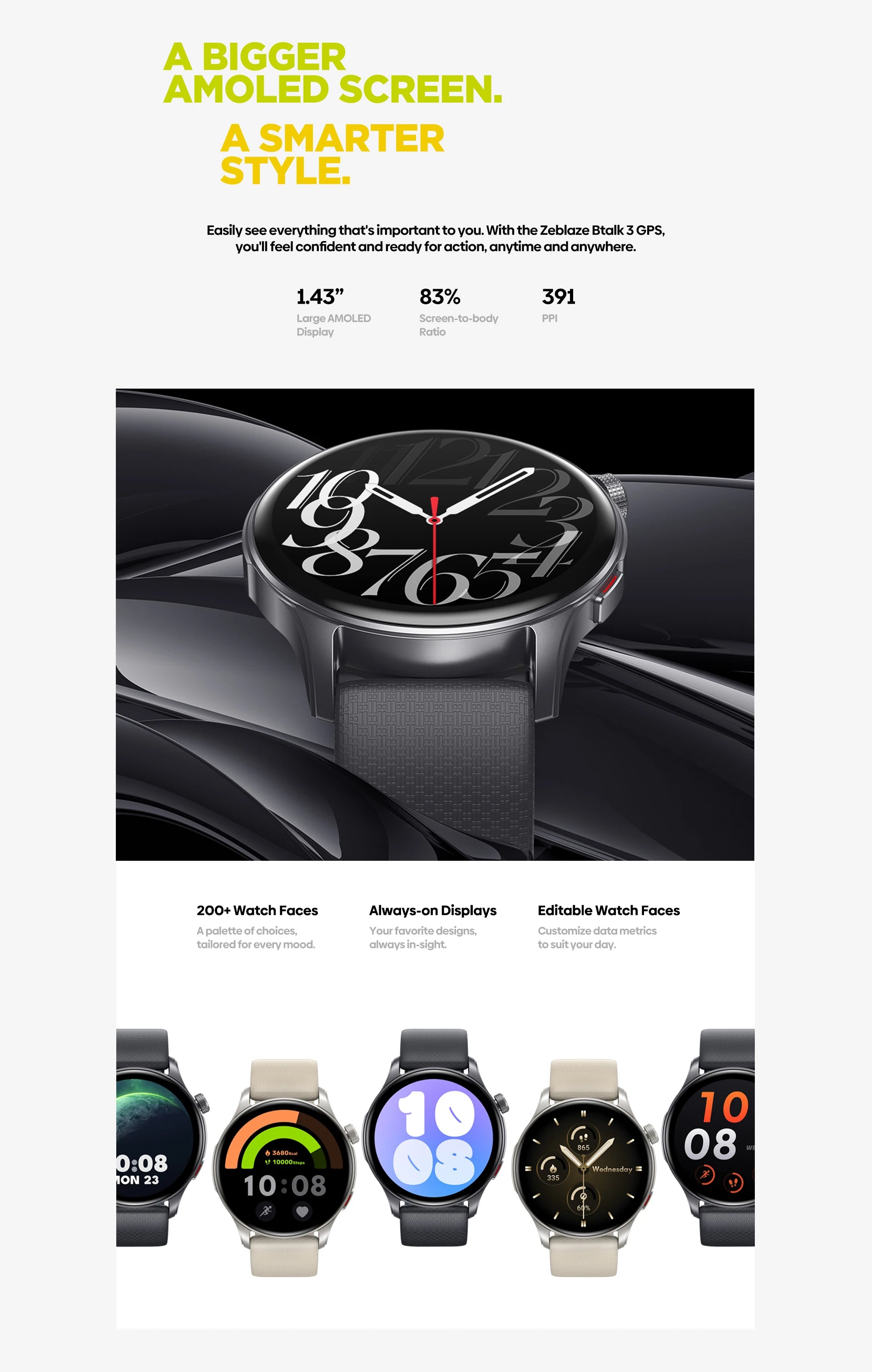 Zeblaze Btalk 3 GPS Smartwatch with AMOLED Screen - Smarsty