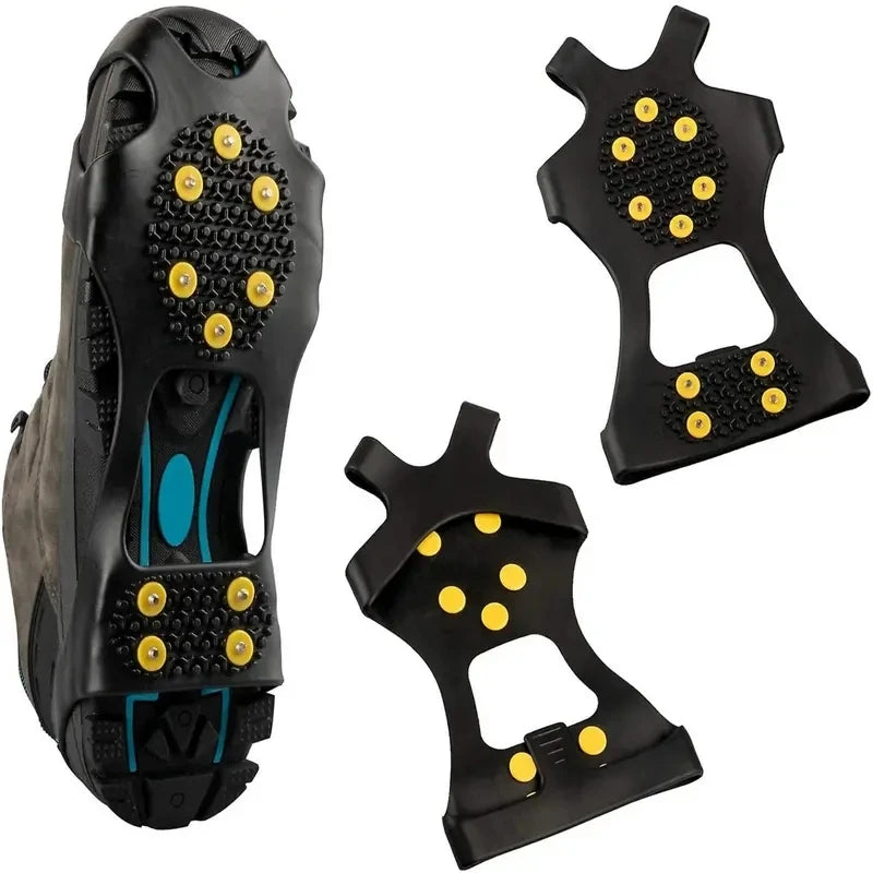 2pcs 10 Steel Studs Crampons Snow Grips Cleats for Ice and Snow Anti-Slip Rubber Traction Cleats Hiking Walking Climbing Jogging - Smarsty